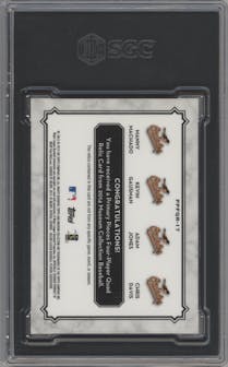 Adam Jones/Chris Davis/Kevin Gausman/Manny Machado from the 2014 Topps Museum Collection set featuring a Copper parallel graded by SGC and given an overall grade of 9.