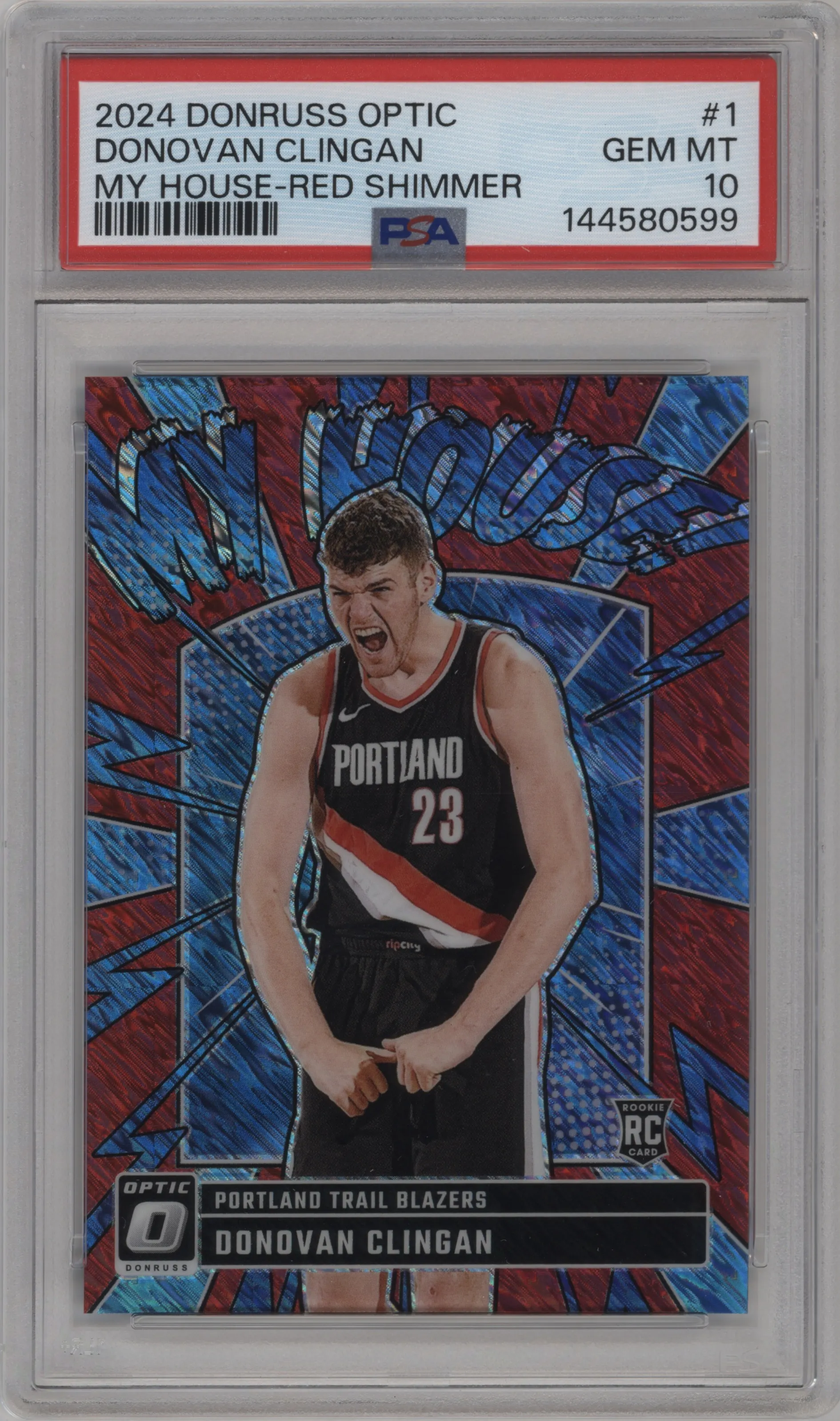 2024 Donruss Optic My House Donovan Clingan Red Shimmer PSA 10
