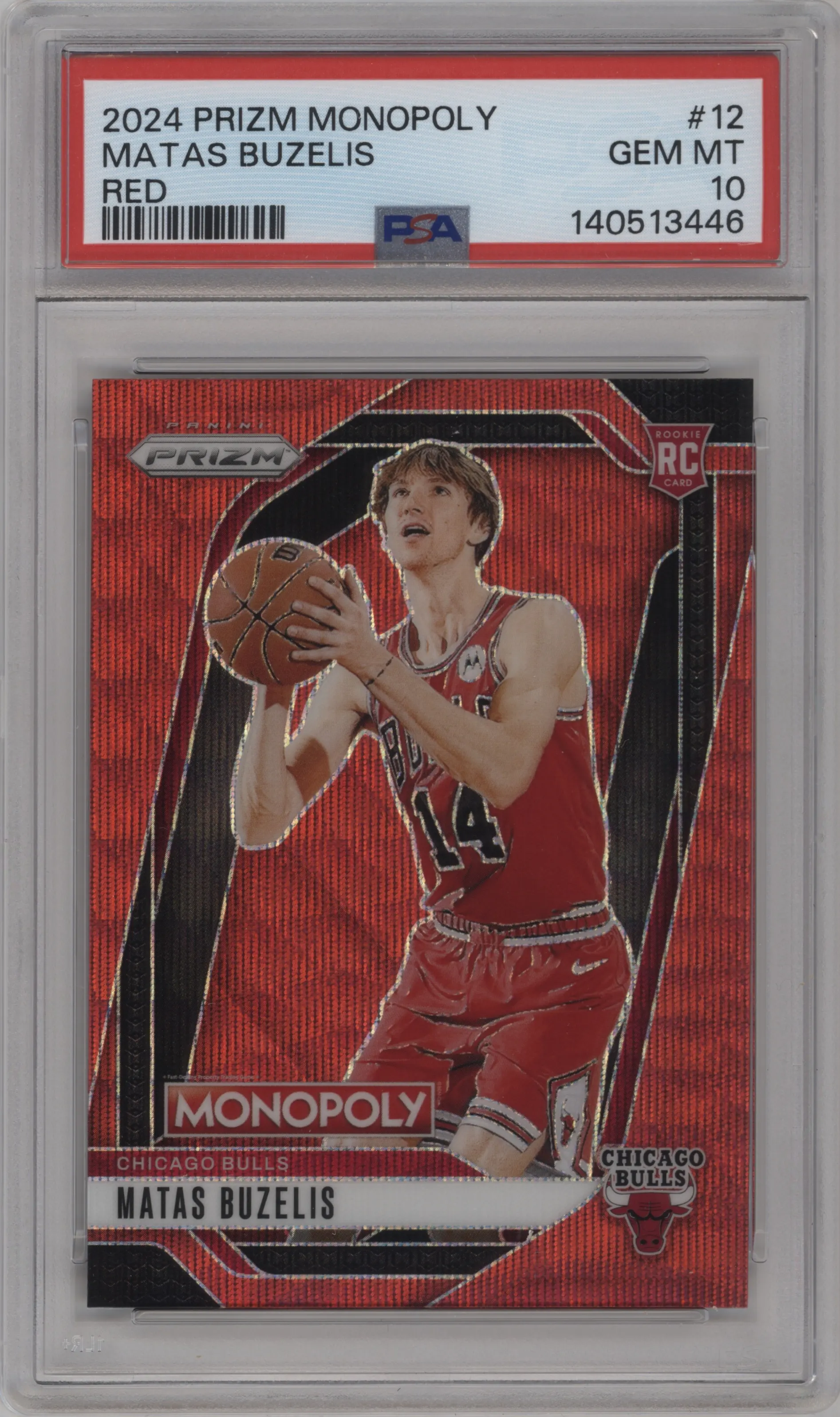 2024 Panini Prizm Monopoly Matas Buzelis Red #12 PSA 10