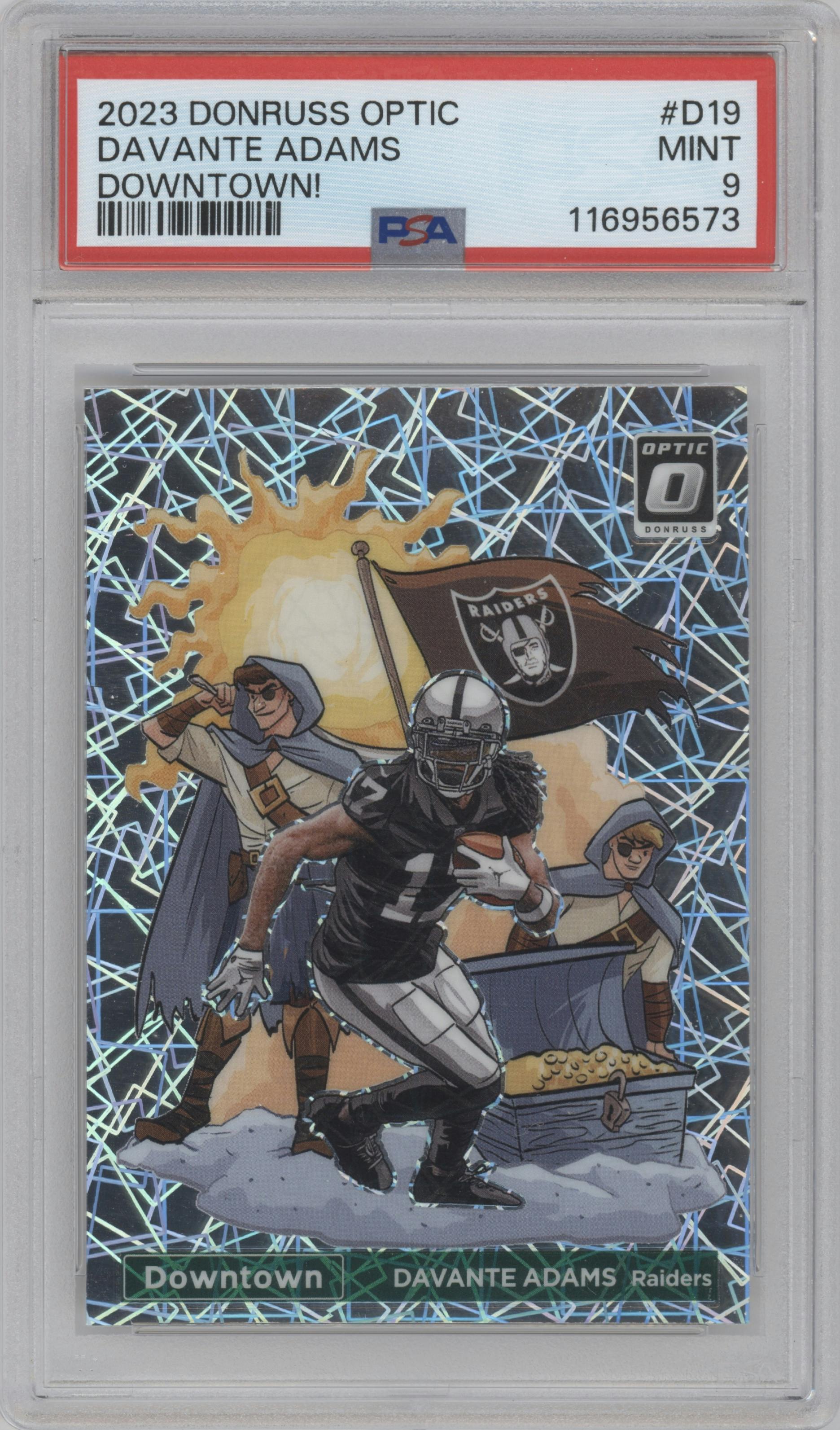 Davante Adams from the 2023 Donruss Optic set graded by PSA and given an overall grade of 9.