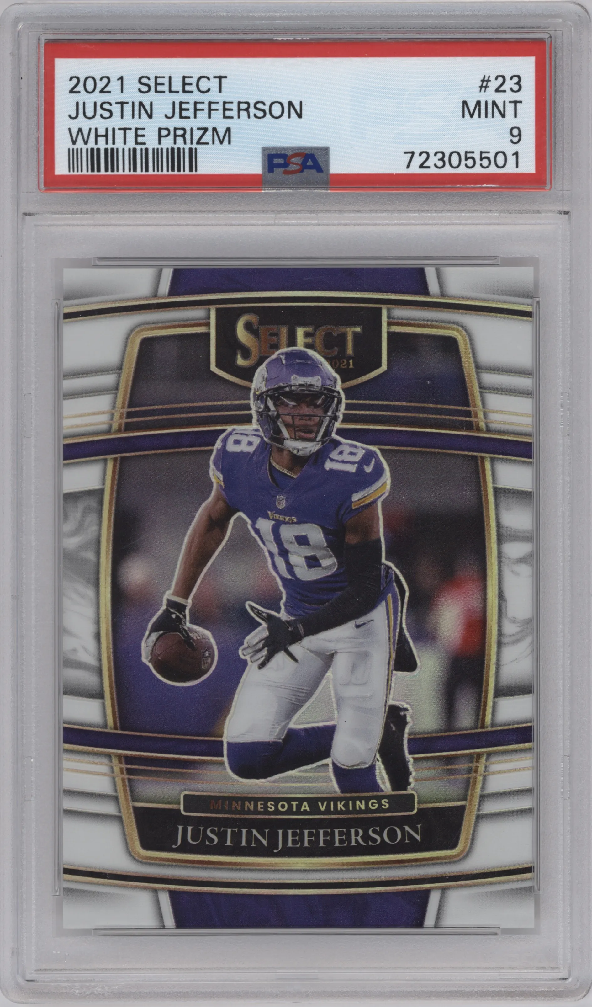 2021 Panini Select Justin Jefferson White Prizm #23 PSA 9