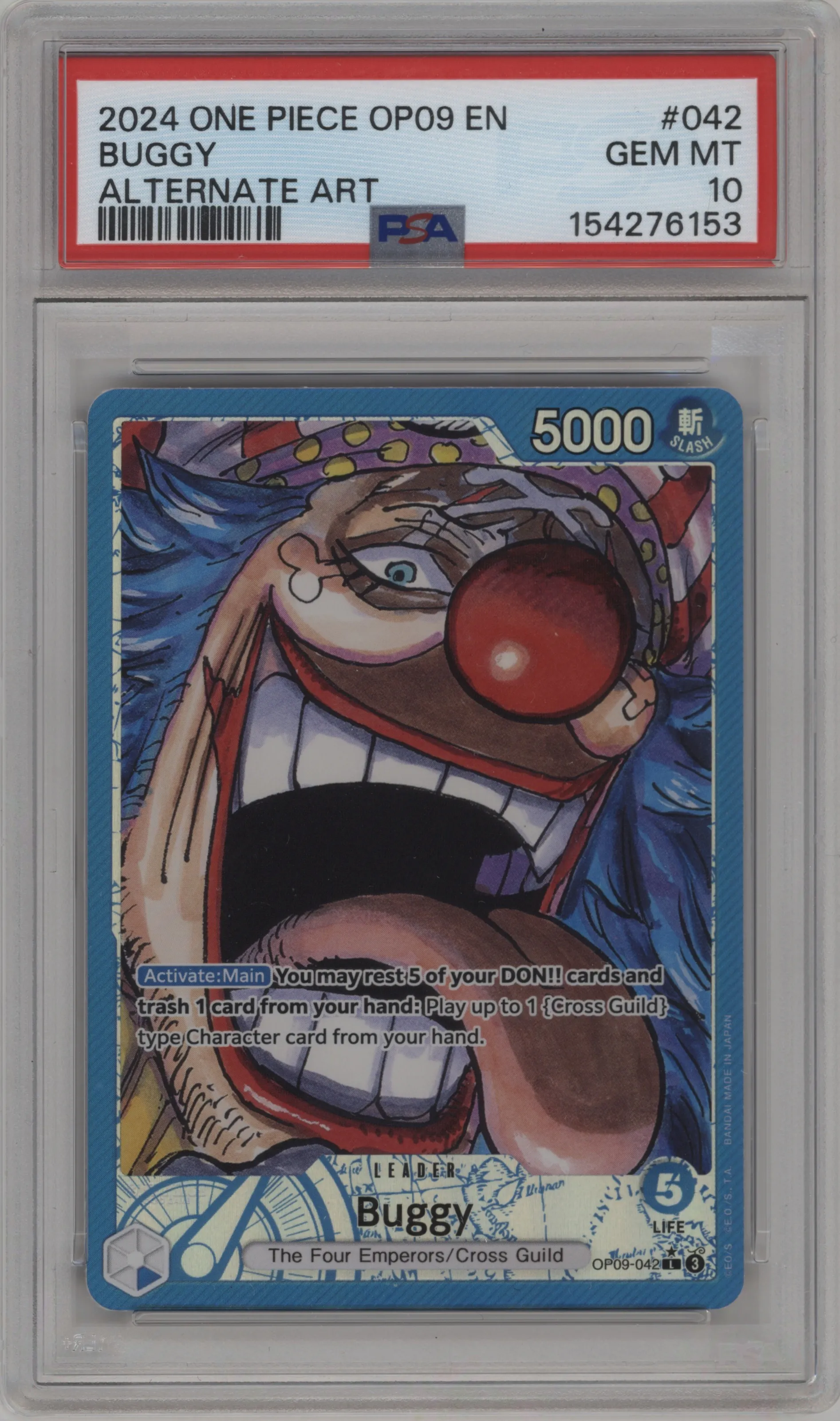 2024 One Piece Emperors in the New World Buggy Alternate Art PSA 10