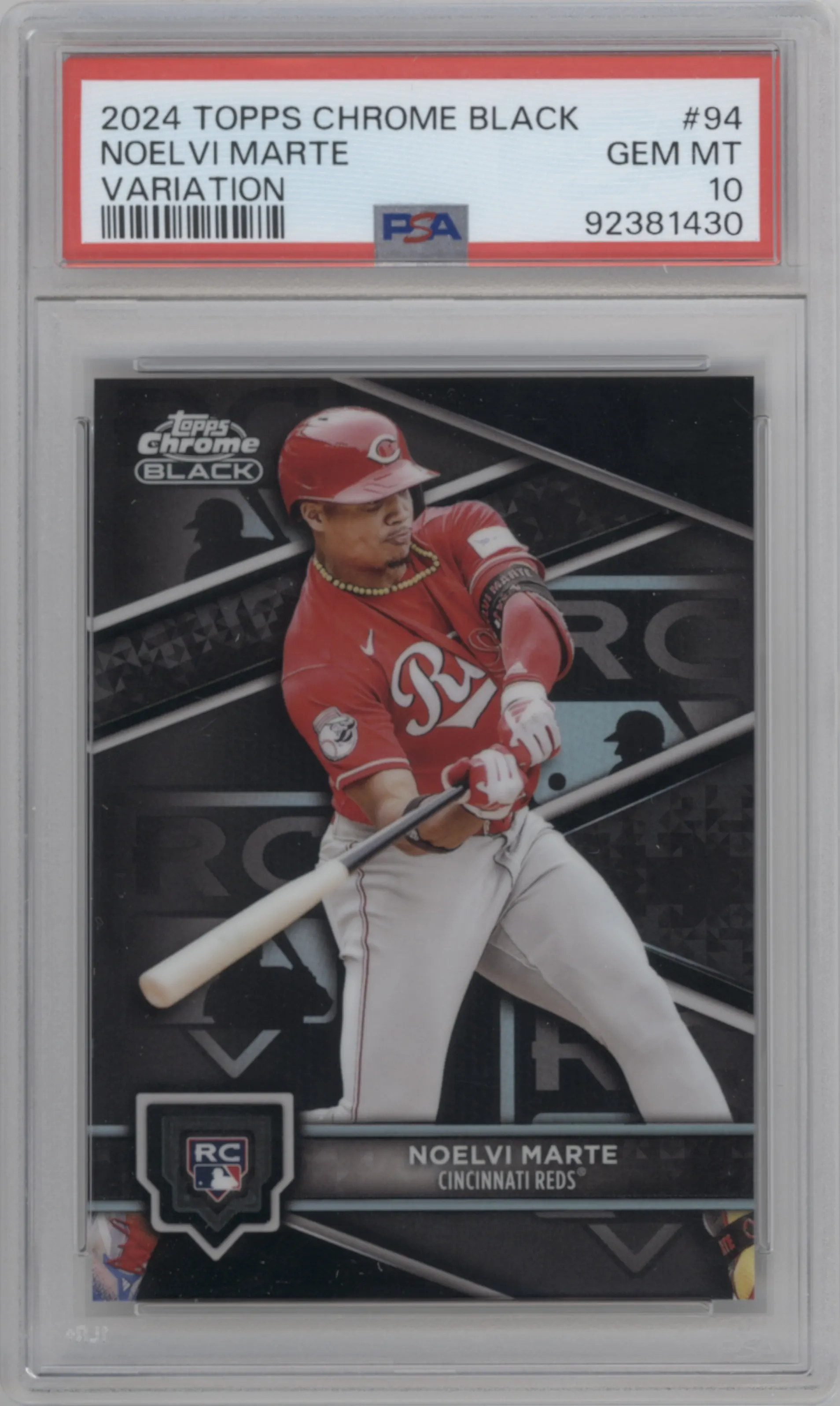 2024 2024 Topps Chrome Black Topps Chrome Black SP Noelvi Marte #94 PSA 10