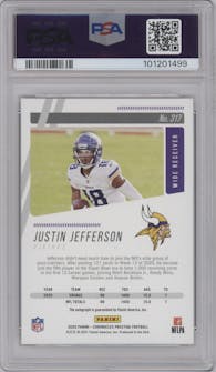 Justin Jefferson from the 2020 Panini Chronicles set graded by PSA and given an overall grade of 10.
