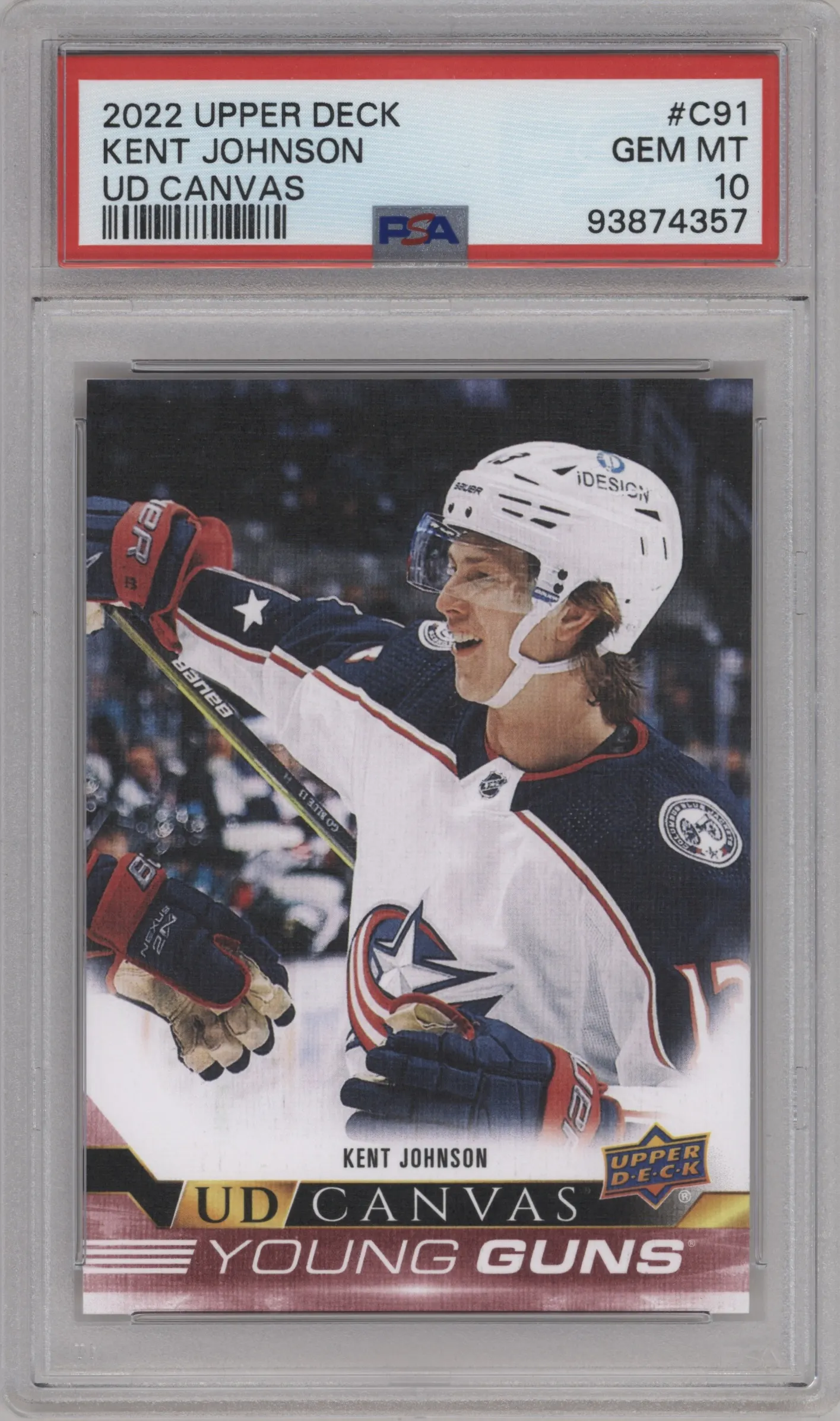 2022 Upper Deck UD Canvas Young Guns Kent Johnson #C91 PSA 10