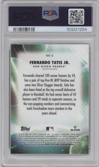Fernando Tatis Jr. from the 2024 Topps Chrome Update set graded by PSA and given an overall grade of 10.