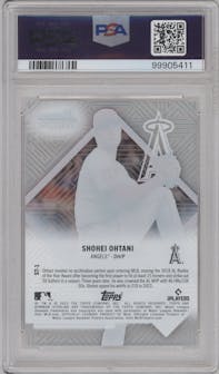 Shohei Ohtani from the 2023 Bowman Sterling set graded by PSA and given an overall grade of 10.