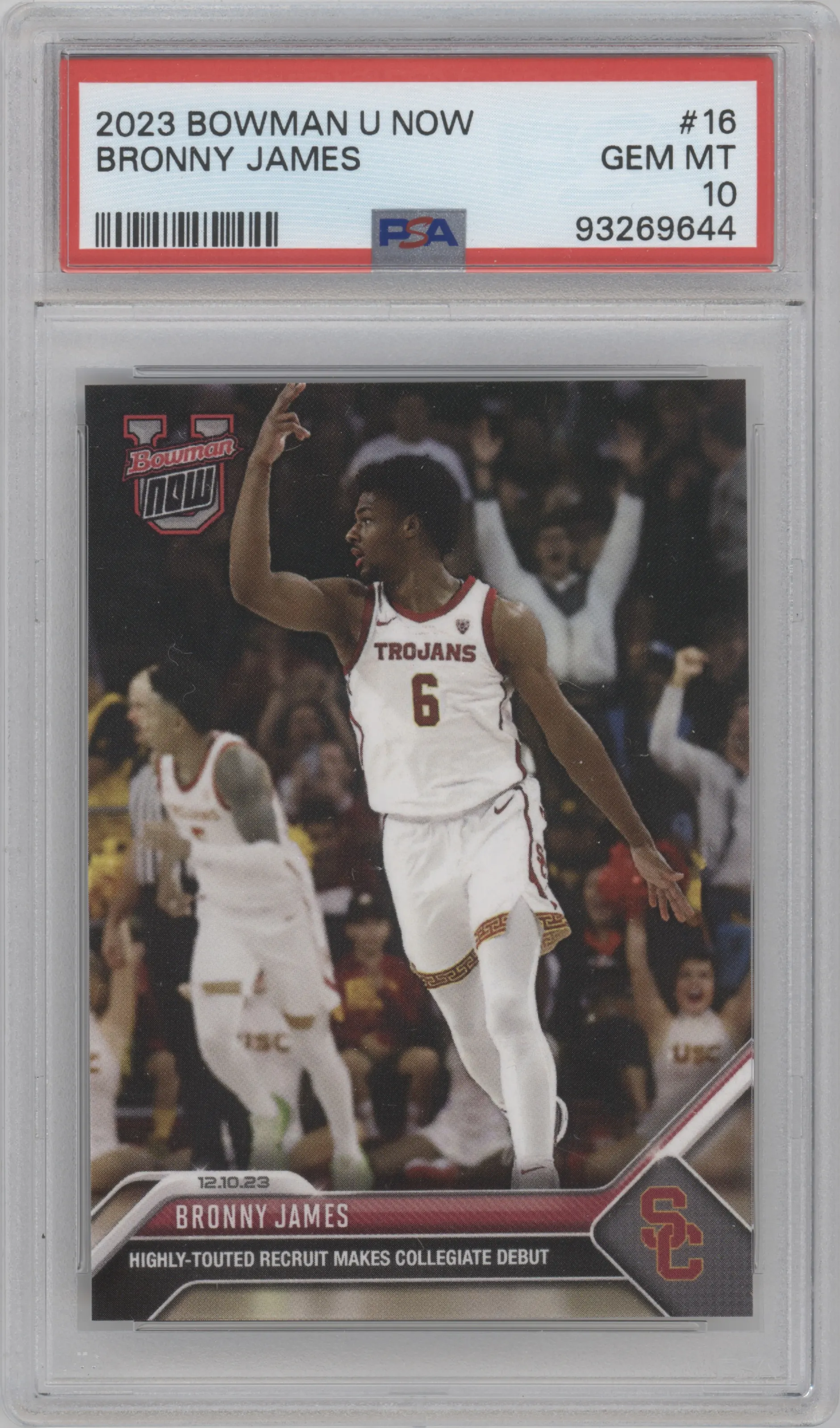 2023 Bowman U Now Bronny James PSA 10