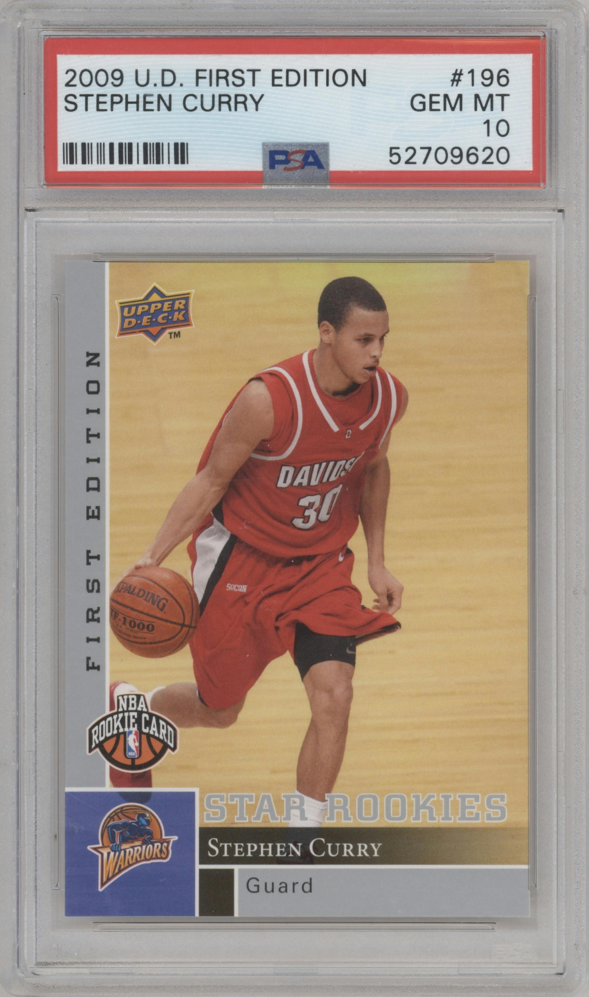 Stephen Curry from the 2009-10 Upper Deck First Edition set graded by PSA and given an overall grade of 10.
