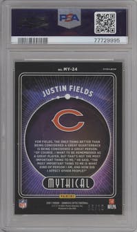 Justin Fields from the 2021 Panini Donruss Optic set featuring a Gold parallel graded by PSA and given an overall grade of 10.
