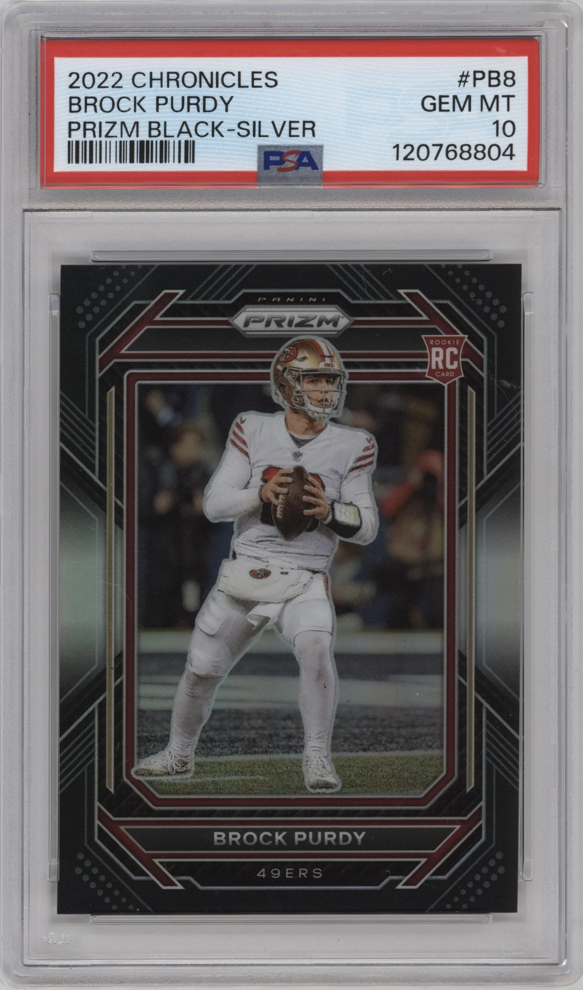 2022 Panini Chronicles Prizm Black Brock Purdy Silver #PB-8 PSA 10
