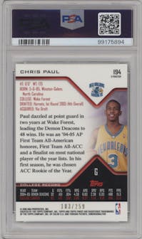 Chris Paul from the 2004-05 Topps Finest set featuring a X-Fractor parallel graded by PSA and given an overall grade of 10.
