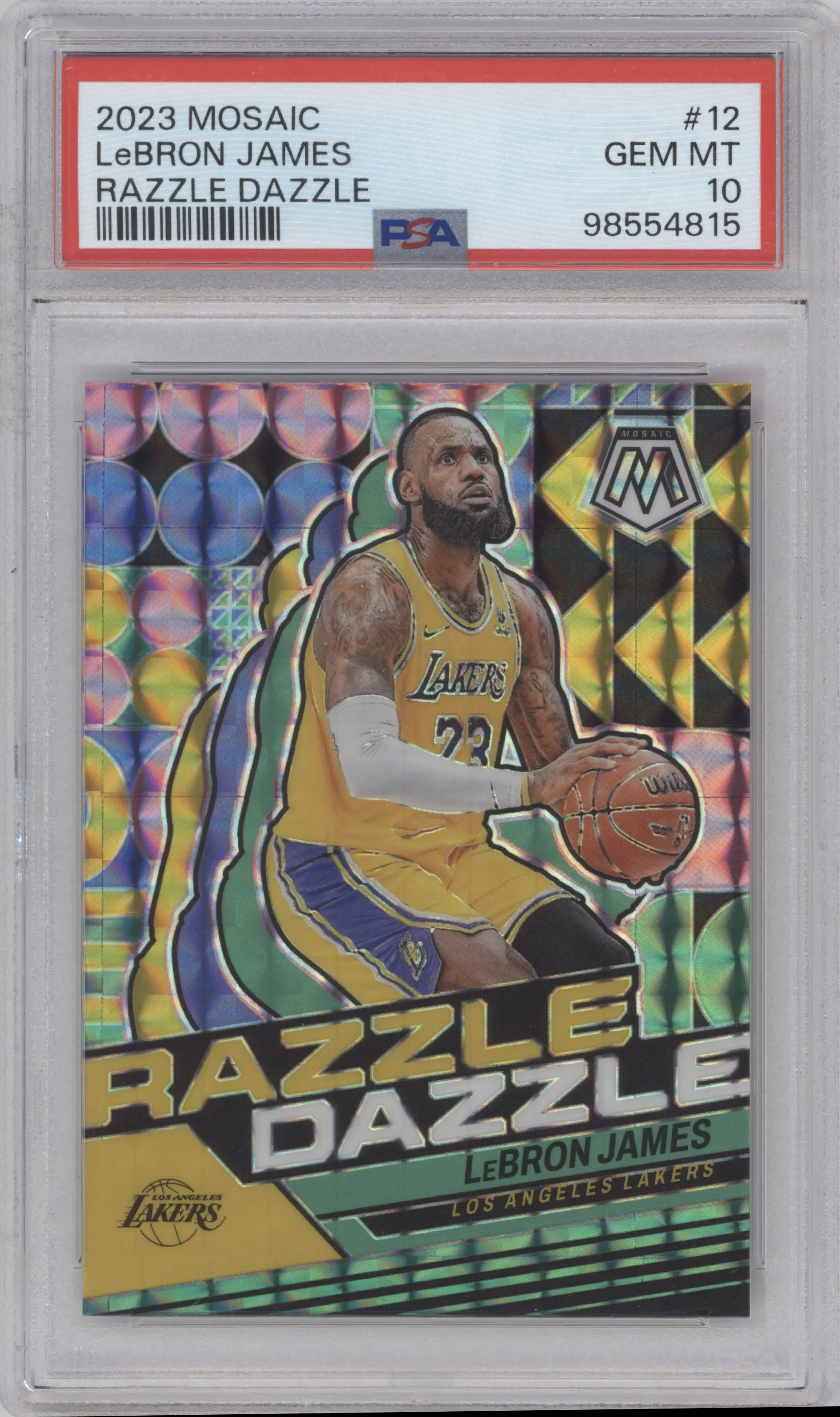 2023 Panini Mosaic Razzle Dazzle LeBron James PSA 10