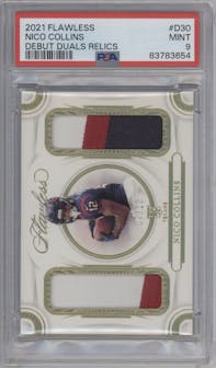 Nico Collins from the 2021 Panini Flawless set graded by PSA and given an overall grade of 9.
