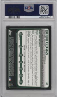 Freddie Freeman from the 2011 Bowman Chrome set featuring a Refractor parallel graded by PSA and given an overall grade of 10.