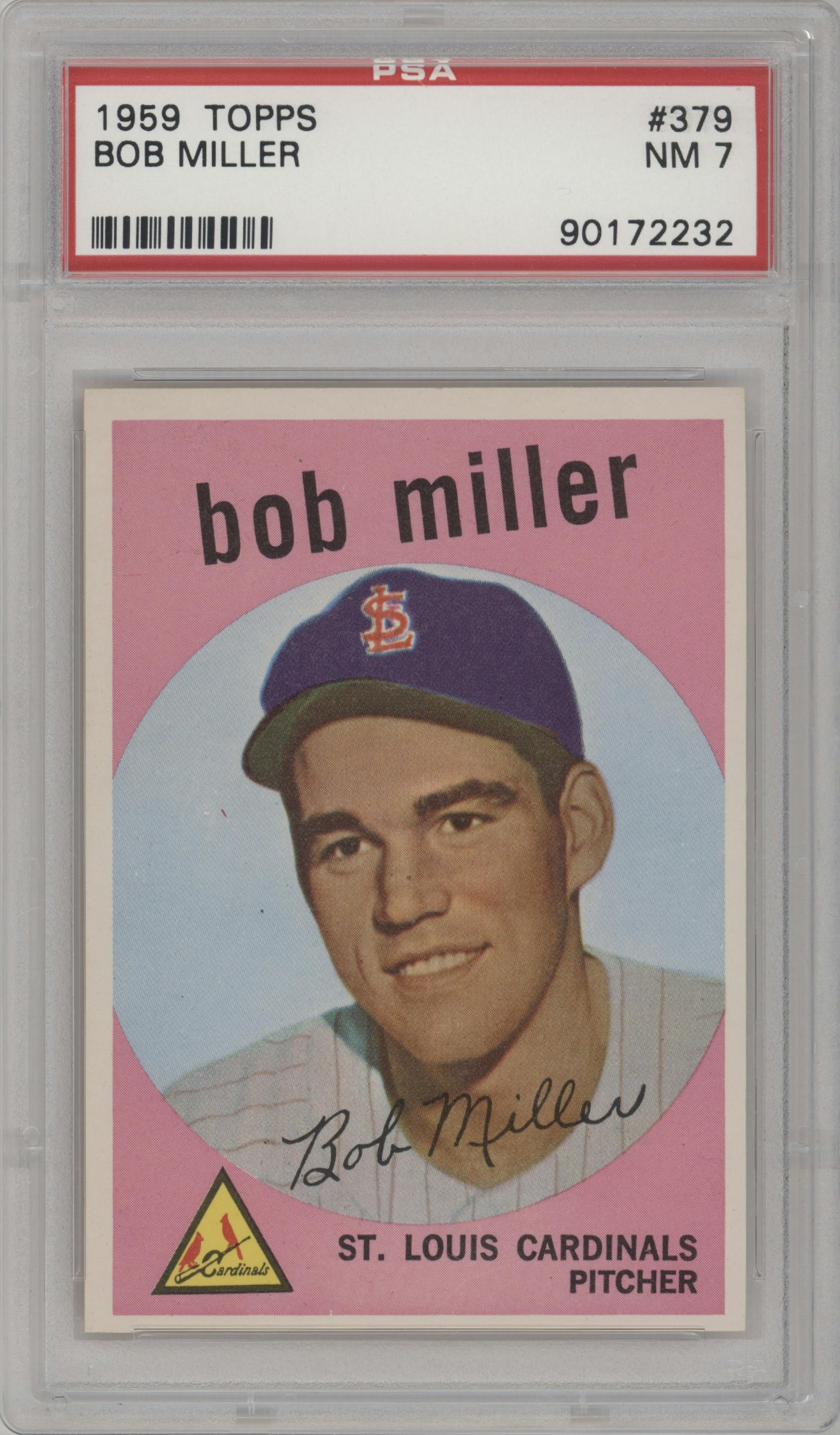 Bob Miller from the 1959 Topps set graded by PSA and given an overall grade of 7.