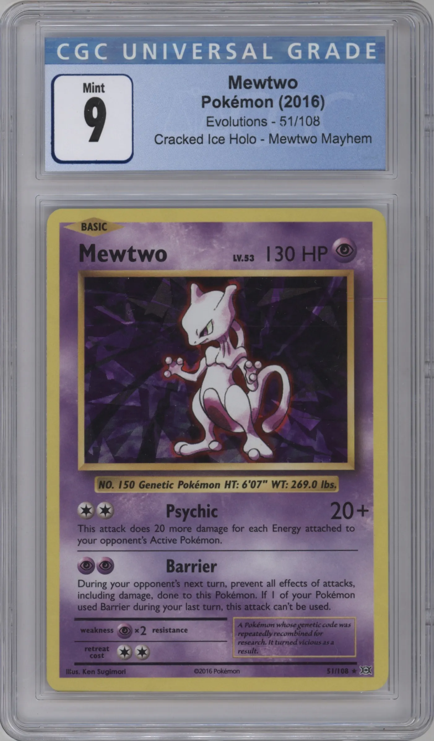 2016 Pokemon XY Evolutions Mewtwo CGC 9