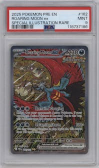 Roaring Moon ex from the 2025 Pokemon SV set graded by PSA and given an overall grade of 9.
