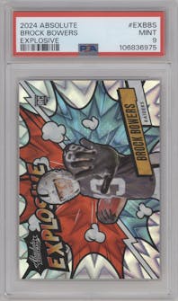 Brock Bowers from the 2024 Panini Absolute set graded by PSA and given an overall grade of 9.