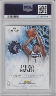 Anthony Edwards from the 2020-21 Panini NBA Hoops set graded by PSA and given an overall grade of 10.