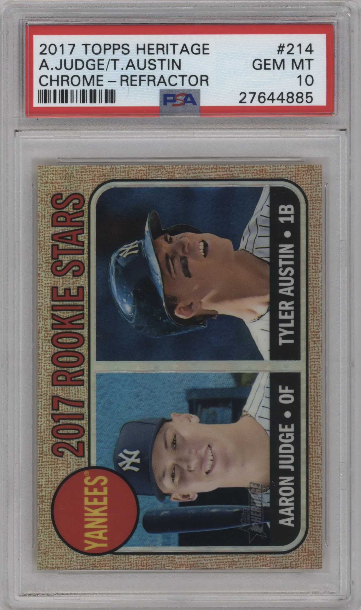 2017 Topps Heritage Chrome Tyler Austin/Aaron Judge Refractor PSA 10