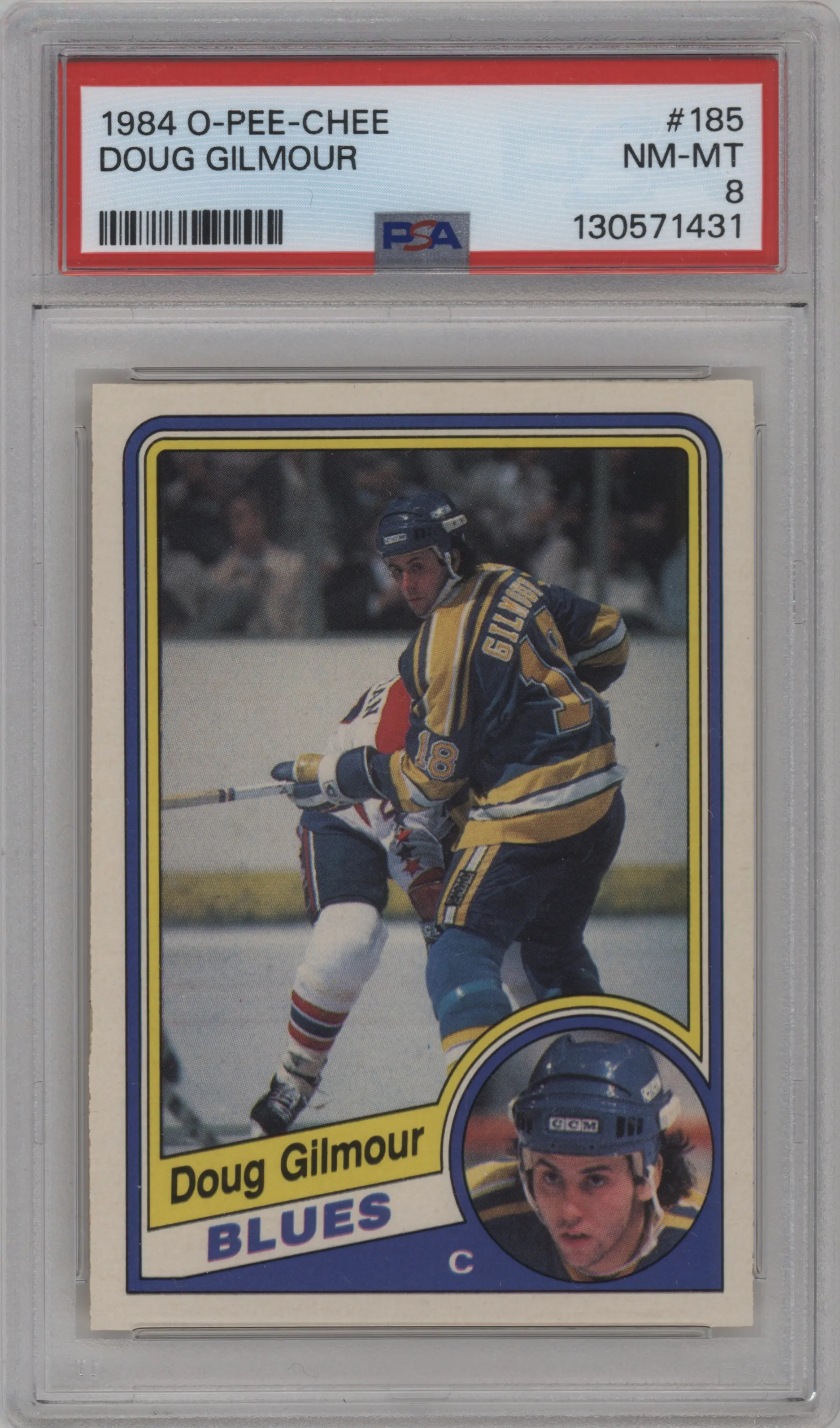 1984 O-Pee-Chee Doug Gilmour #185 PSA 8