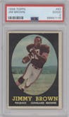 Jimmy Brown from the 1958 Topps set graded by PSA and given an overall grade of 2.