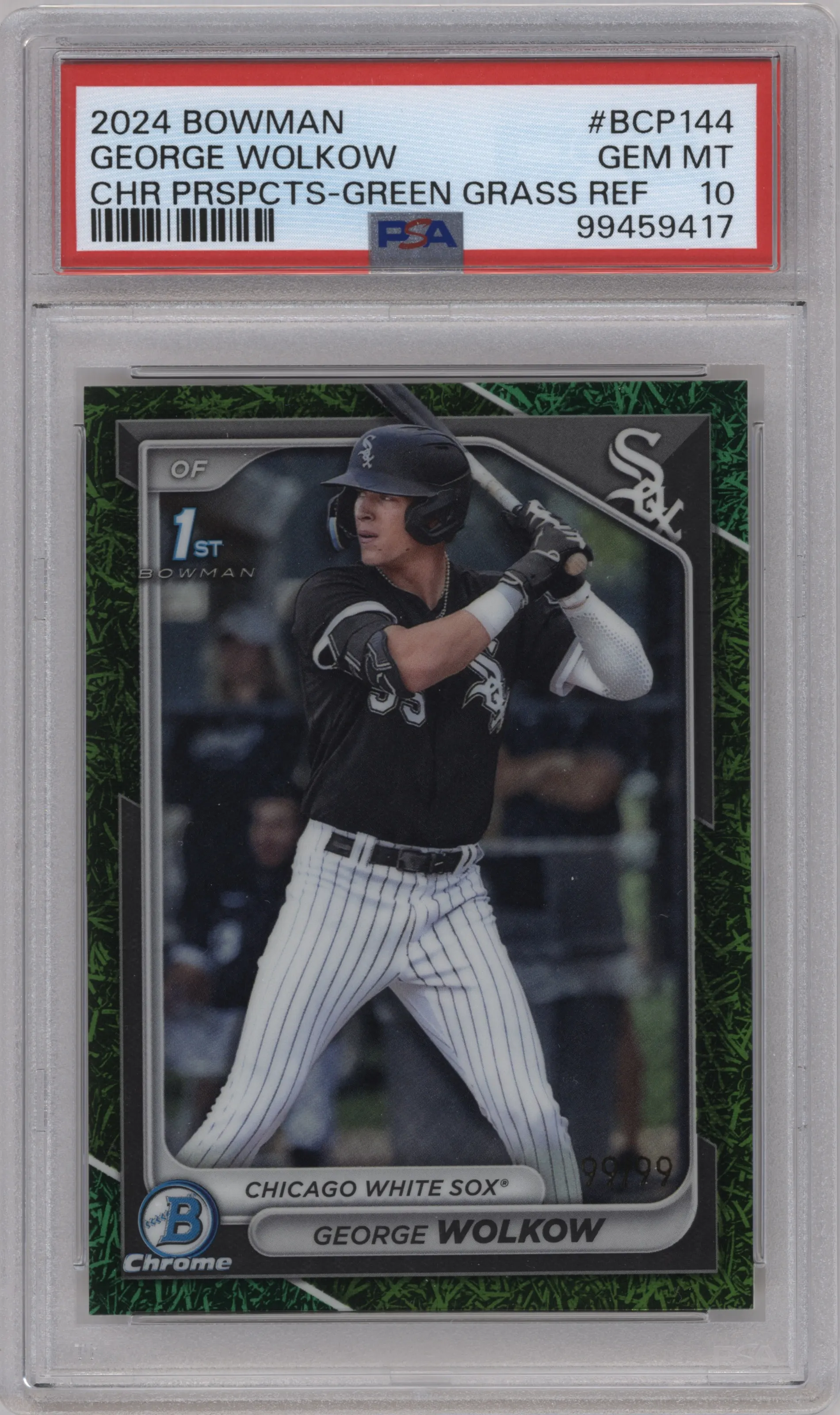 2024 Bowman Chrome Pros. George Wolkow Green Grass Refractors #BCP-144 PSA 10