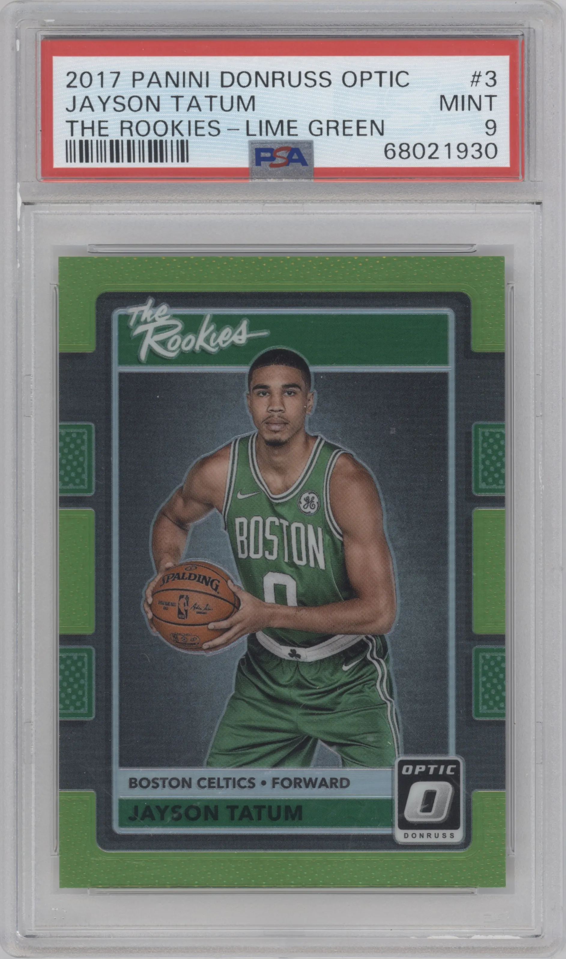 2017 Panini Donruss Optic The Rookies Jayson Tatum Lime Green PSA 9