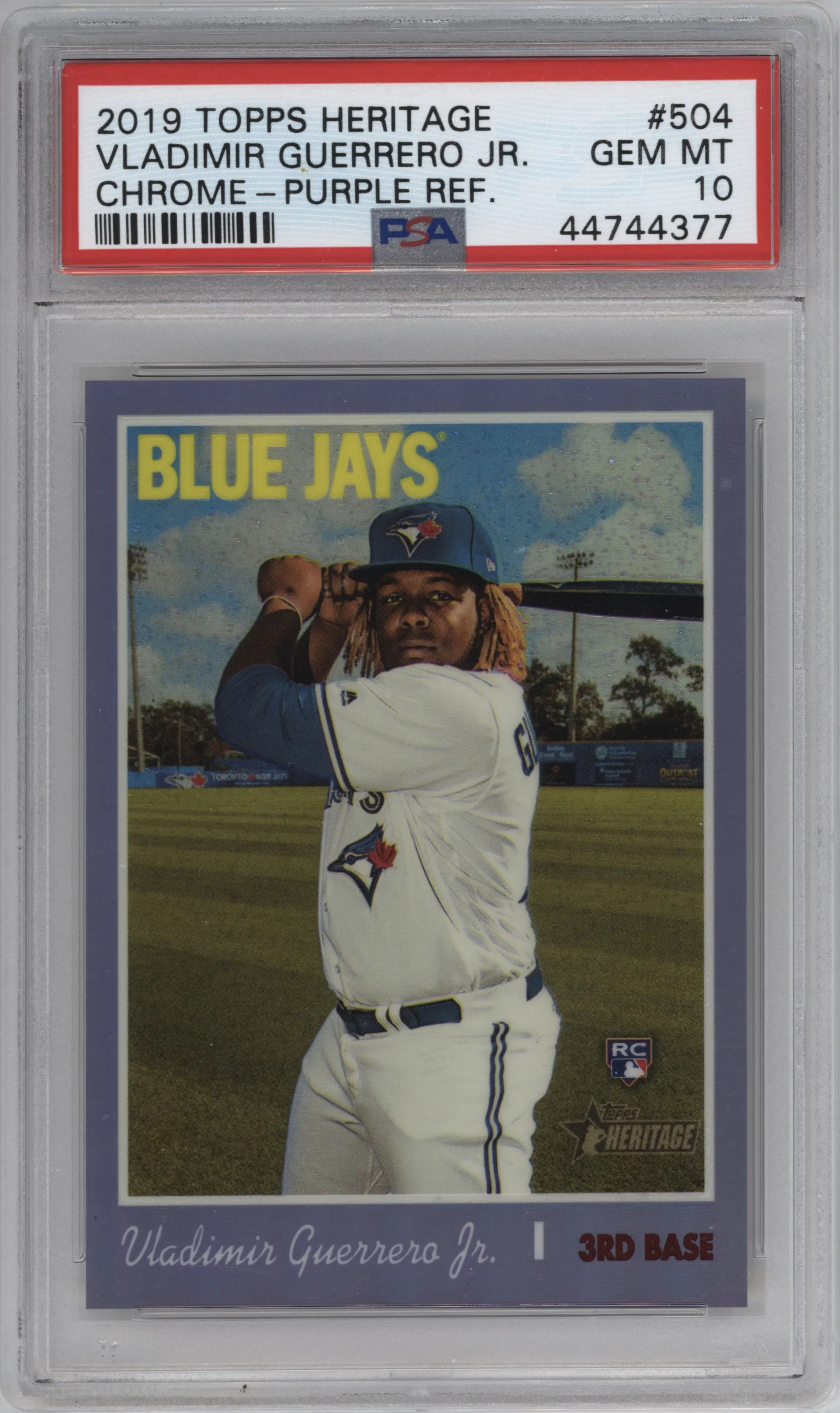2019 Topps Heritage HN Chrome Vladimir Guerrero Jr. Purple Refractor #THC-504 PSA 10