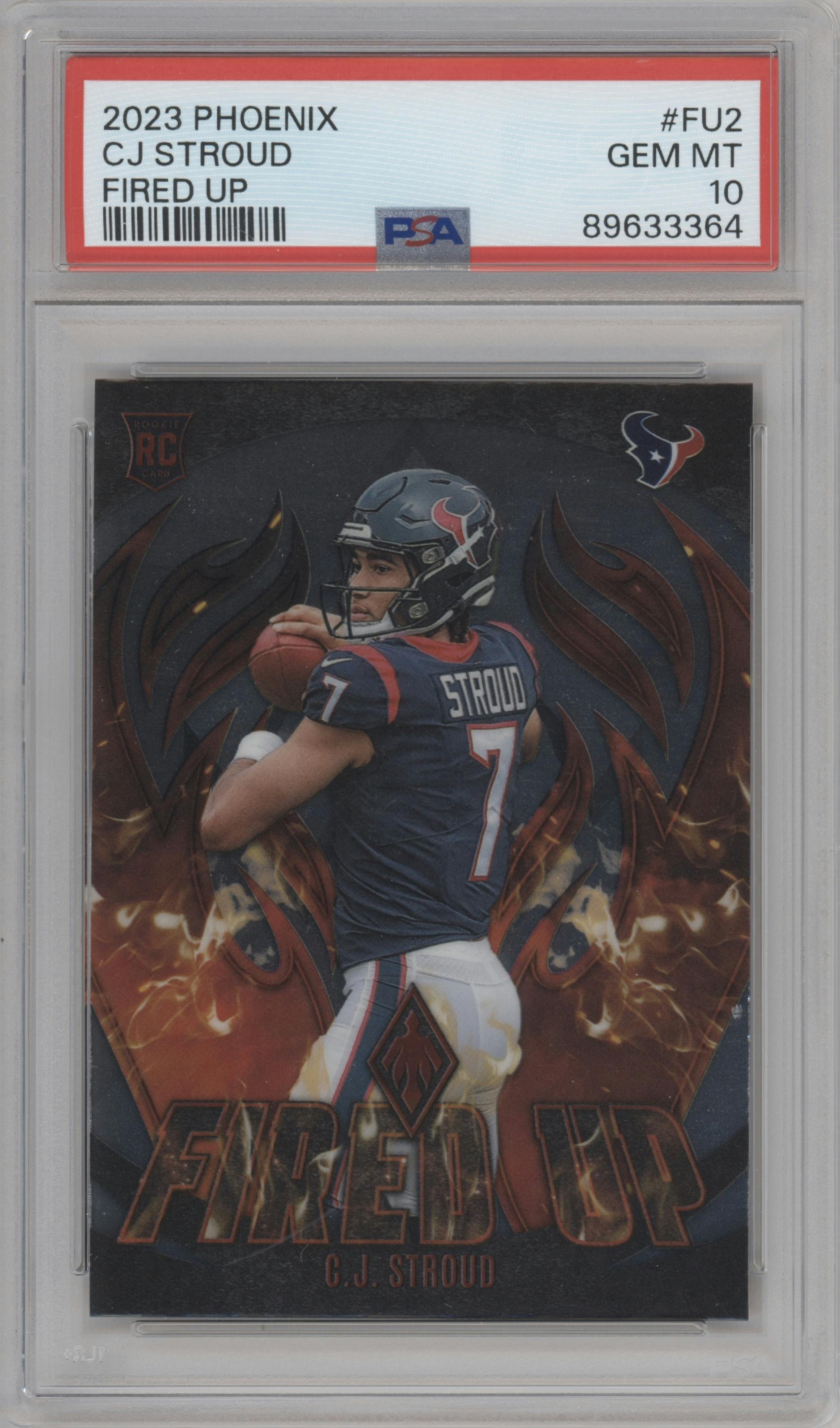 C.J. Stroud from the 2023 Panini Phoenix set graded by PSA and given an overall grade of 10.