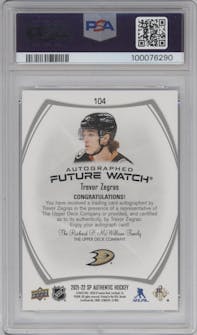 Trevor Zegras  from the 2021-22 SP Authentic  set graded by PSA and given an overall grade of 9.