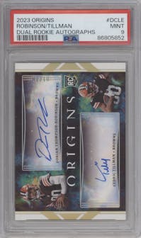 Cedric Tillman/Dorian Thompson-Robinson from the 2023 Panini Origins set graded by PSA and given an overall grade of 9.