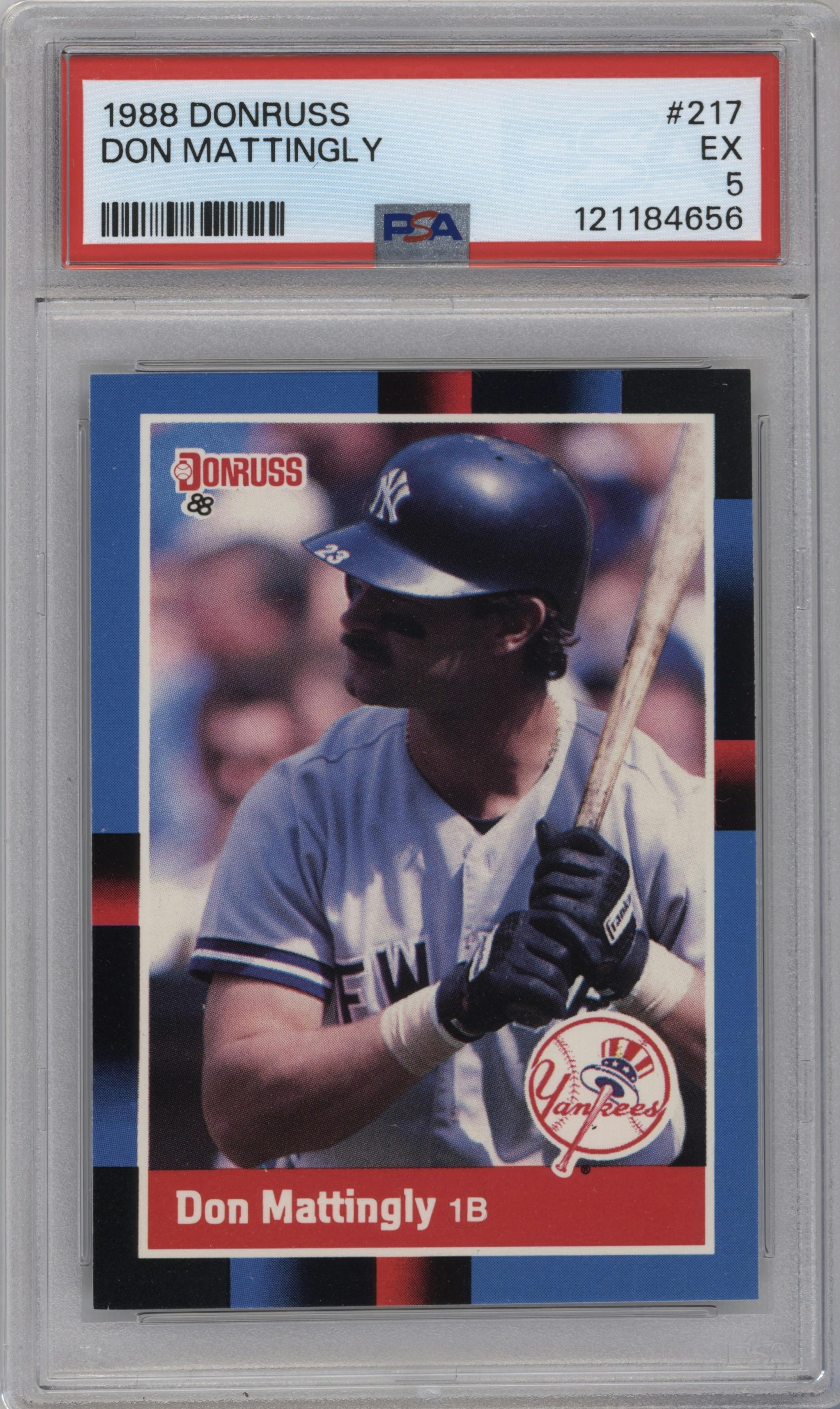 Don Mattingly from the 1988 Donruss set graded by PSA and given an overall grade of 5.