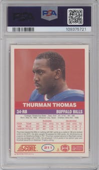 Thurman Thomas from the 1989 Score set graded by PSA and given an overall grade of 9.