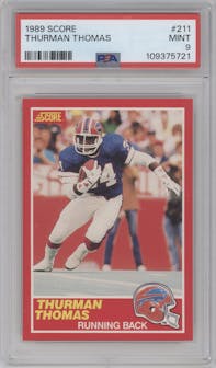 Thurman Thomas from the 1989 Score set graded by PSA and given an overall grade of 9.