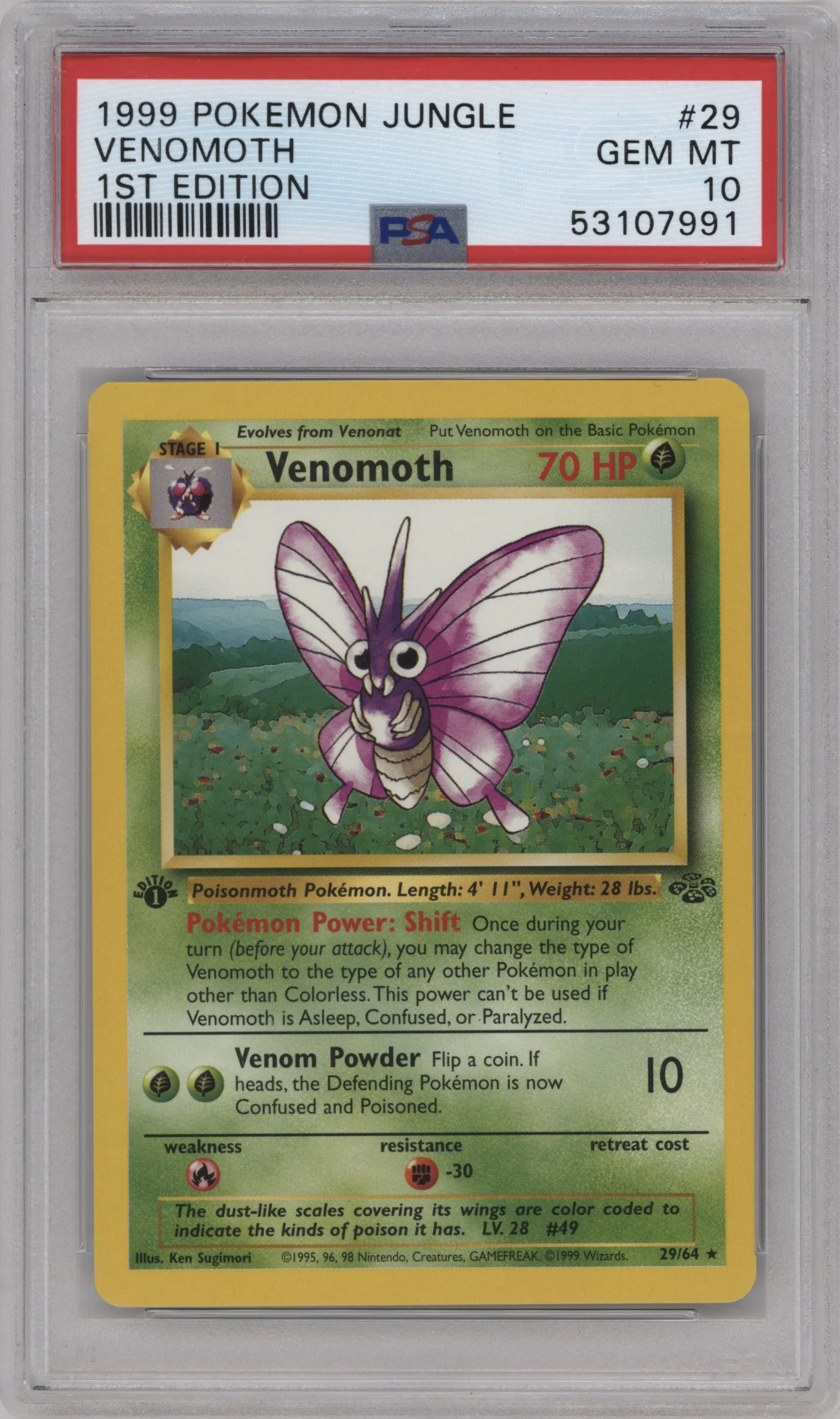 1999 Pokemon Jungle Venomoth #29 PSA 10