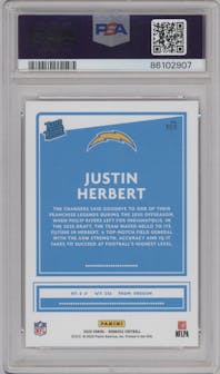 Justin Herbert from the 2020 Panini Donruss set graded by PSA and given an overall grade of 10.