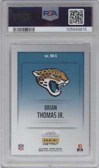 Brian Thomas Jr. from the 2024 Panini Instant NFL Studio Rookies set graded by PSA and given an overall grade of 10.