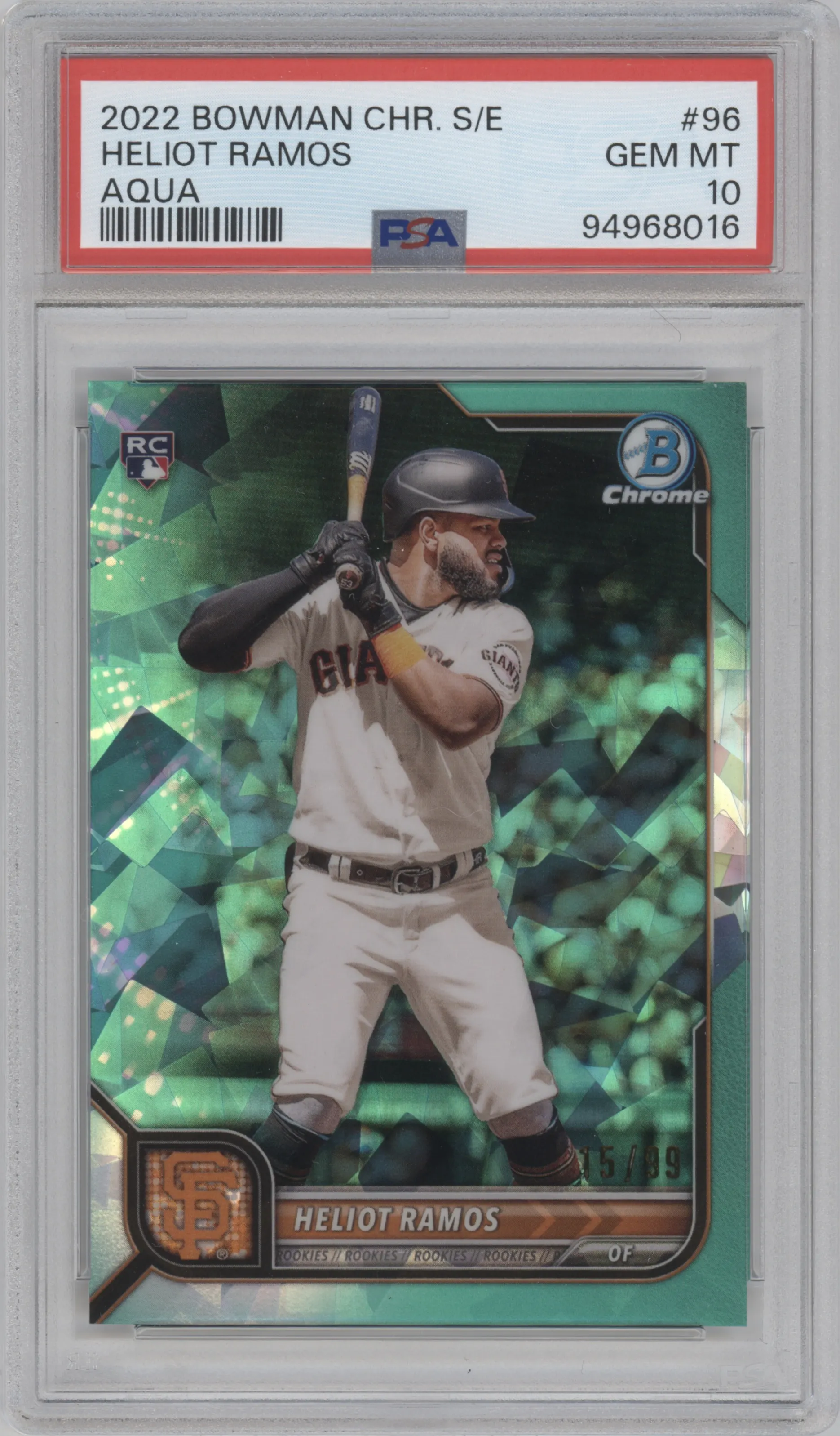 2022 Bowman Chrome Sapphire Edition Heliot Ramos Aqua PSA 10