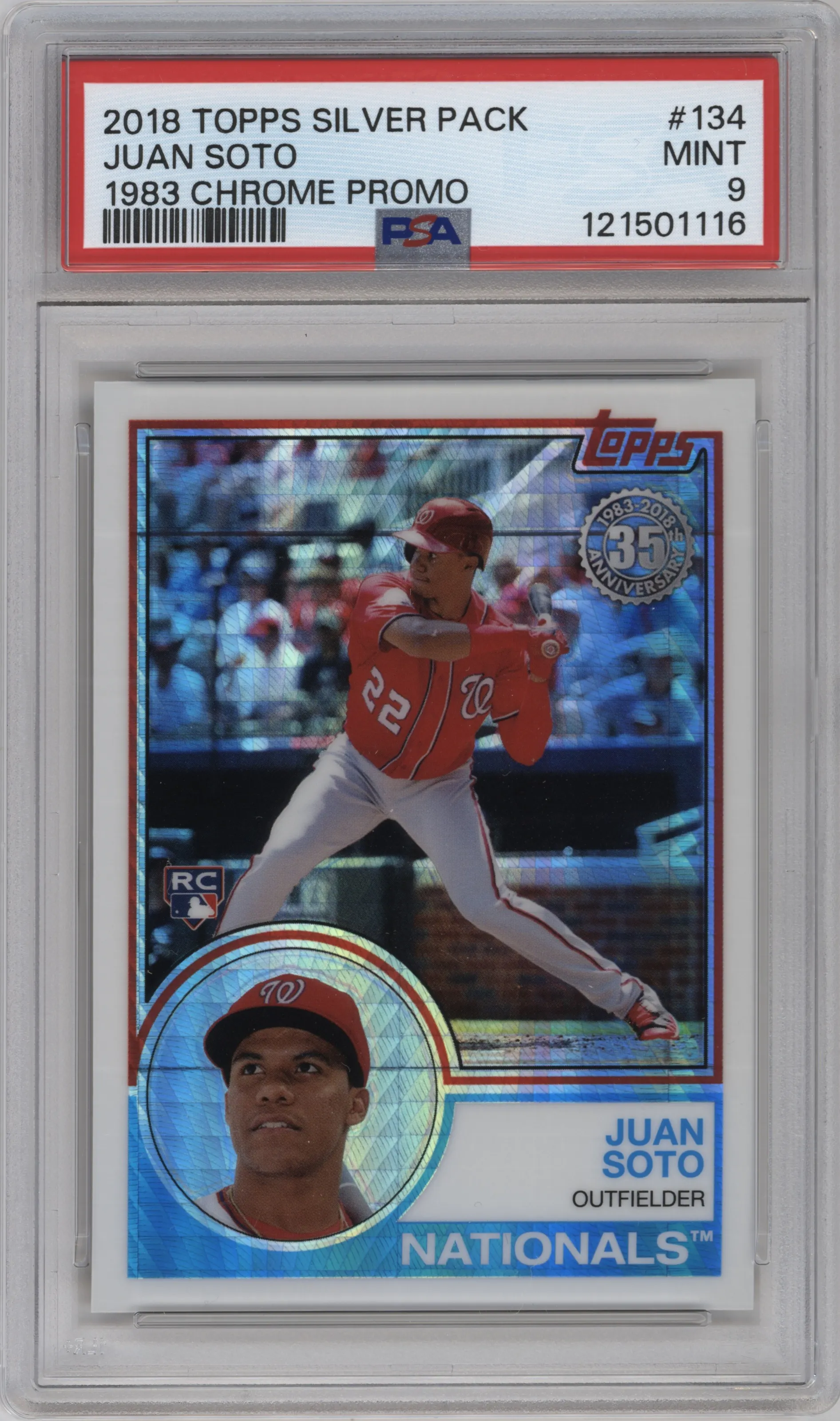 2018 Topps Silver Pack '83 Chrome Promo Juan Soto #134 PSA 9