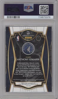 Anthony Edwards from the 2020-21 Panini Select  set featuring a Elephant parallel graded by PSA and given an overall grade of 10.