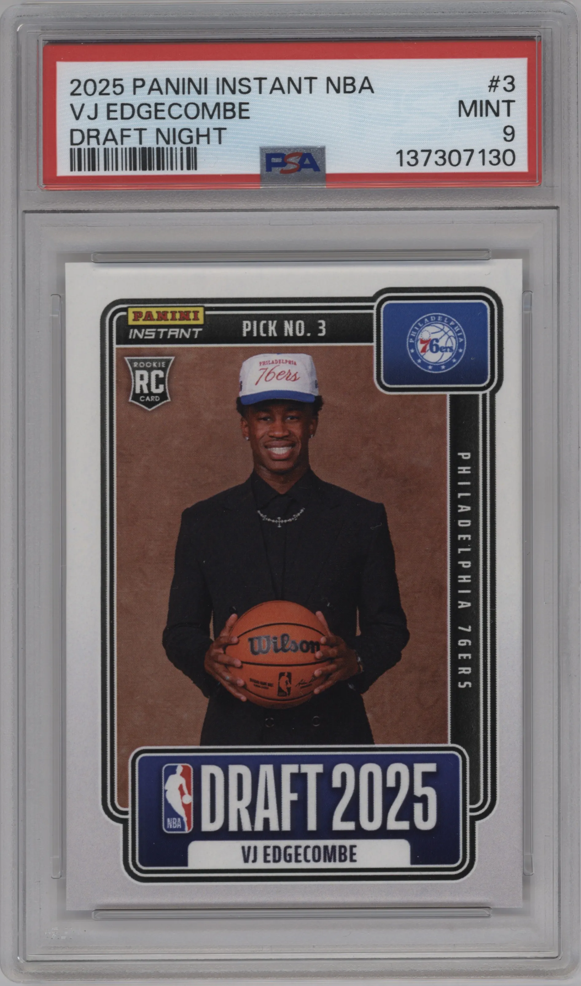 2025 Panini Instant Draft Night VJ Edgecombe PSA 9