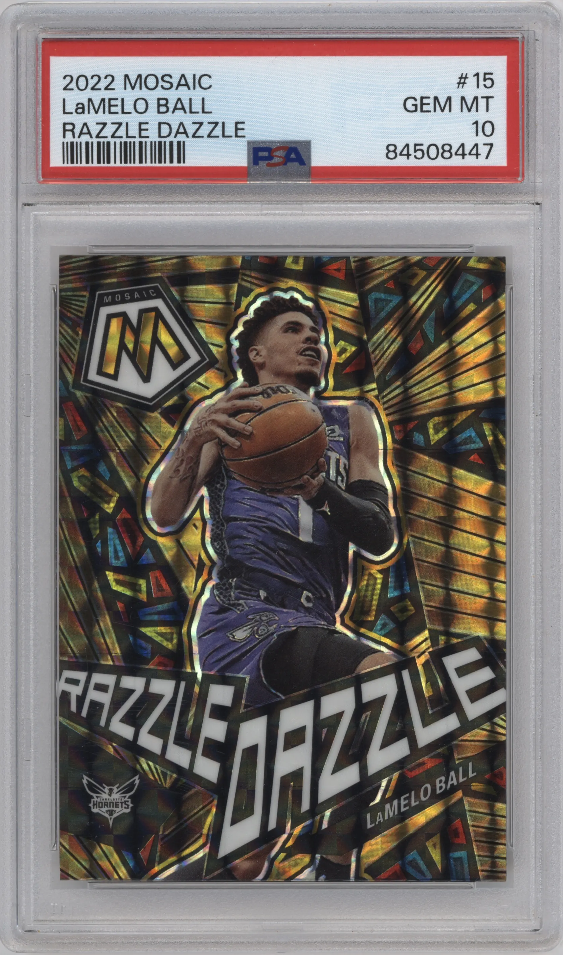 2022 Panini Mosaic Razzle Dazzle LaMelo Ball #15 PSA 10