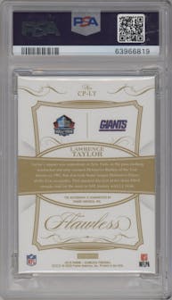 Lawrence Taylor from the 2019 Panini Flawless set featuring a Ruby parallel graded by PSA and given an overall grade of 9.