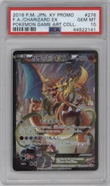 Charizard EX from the 2016 Pokemon XY JPN set featuring a Pokémon Card Game Art Collection parallel graded by PSA and given an overall grade of 10.