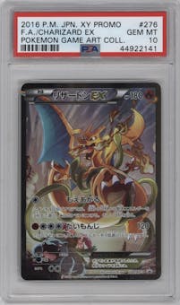 Charizard EX from the 2016 Pokemon XY JPN set featuring a Pokémon Card Game Art Collection parallel graded by PSA and given an overall grade of 10.
