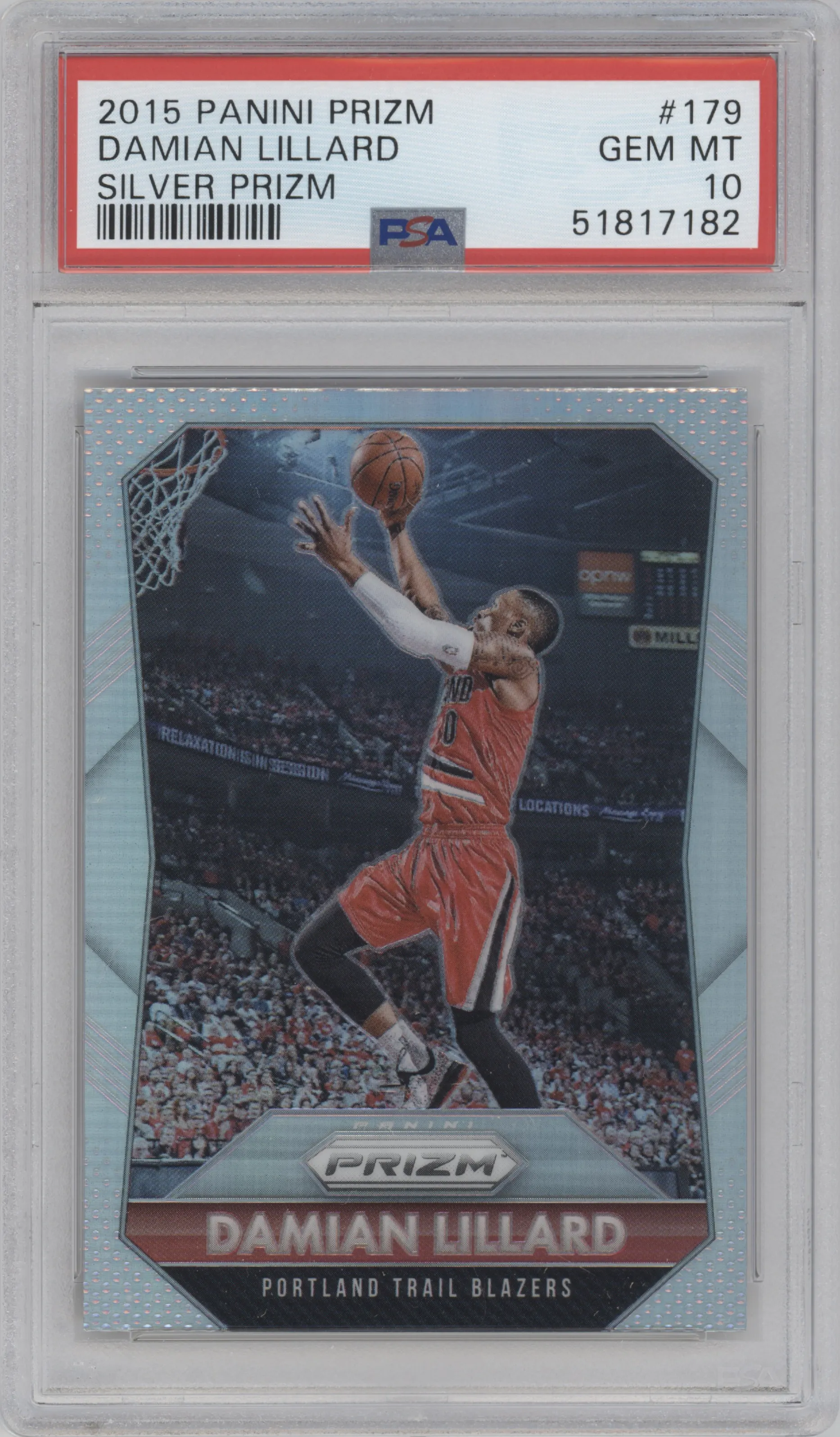 2015 Panini Prizm Damian Lillard Silver Prizm #179 PSA 10