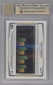 Trea Turner from the 2014 Bowman Draft  set featuring a Refractor parallel graded by Beckett and given an overall grade of 9.5.