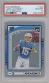 Ladd McConkey from the 2024 Donruss set featuring a Holo parallel graded by PSA and given an overall grade of 10.